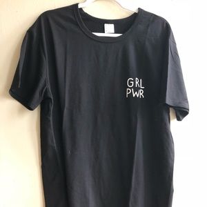 Long black girl power shirt
